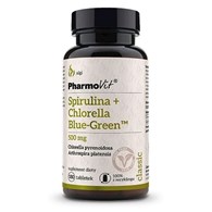 SPIRULINA + CHLORELLA BLUE-GREEN (500 mg) BEZGLUTENOWA 180 TABLETEK - PHARMOVIT (CLASSIC)