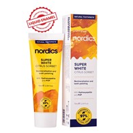 PASTA DO ZĘBÓW REMINERALIZUJĄCA SUPER WHITE Z PŁYNNYM SZKLIWEM BEZ FLUORU 75 ml - NORDICS