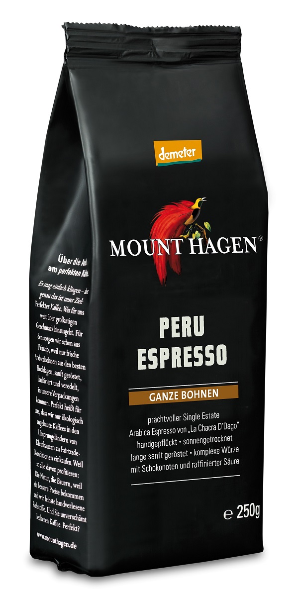 Kawa ziarnista arabica 100 % peru espresso demeter bio 250 g