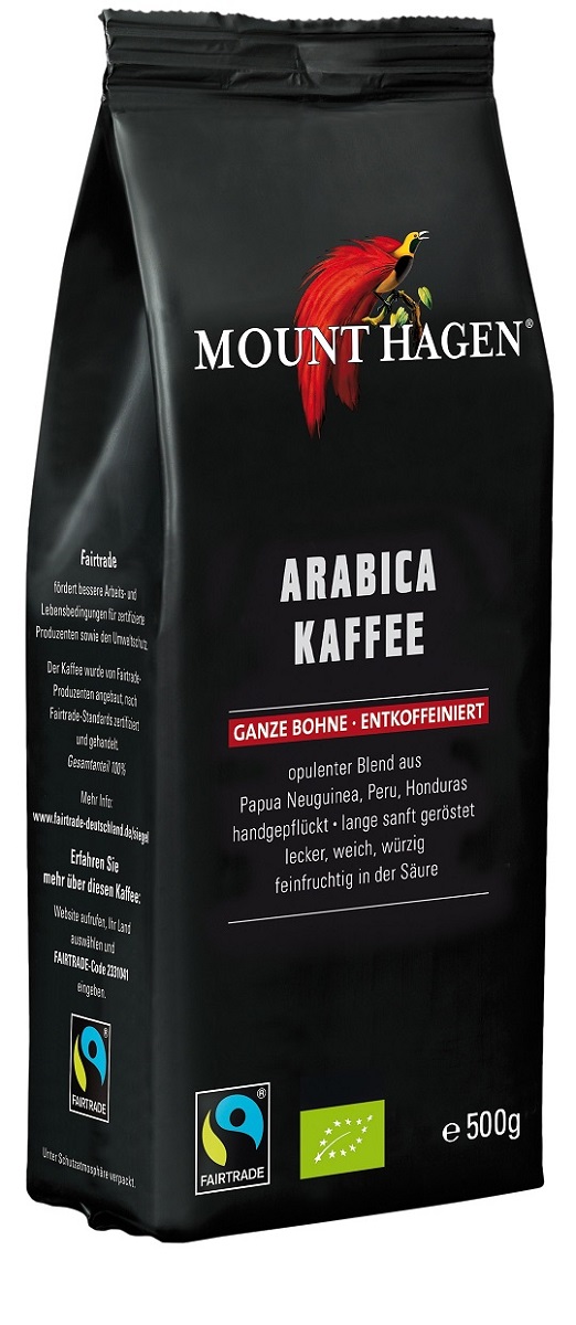 Kawa ziarnista bezkofeinowa arabica 100 % fair trade bio 500 g