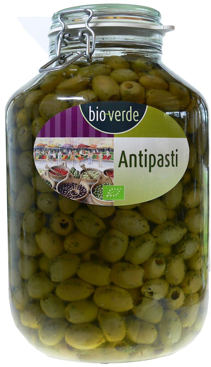 Oliwki zielone bez pestki z ziołami w oleju bio 4,55 kg (słoik)