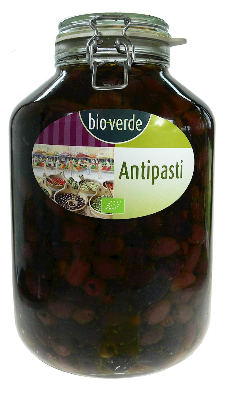 Oliwki czarne kalamata bez pestek z ziołami w oleju bio 4,55 kg (słoik)