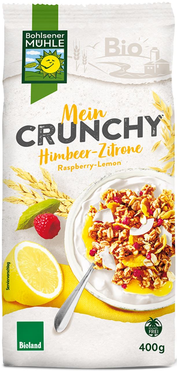 Crunchy jogurtowo - cytrynowe z malinami bio 400 g