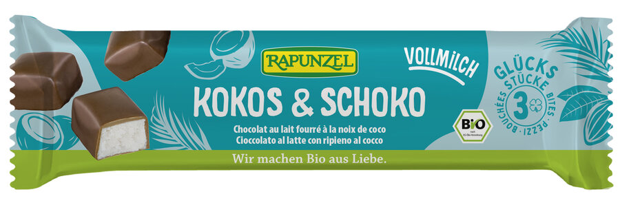 Batoniki kokosowe w czekoladzie mlecznej bio 50 g