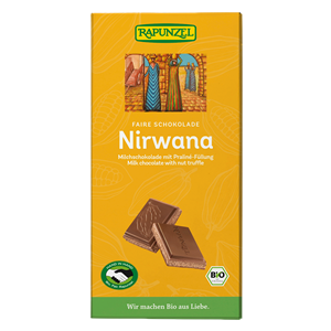 CZEKOLADA MLECZNA Z NADZIENIEM PRALINOWYM NIRWANA BIO 100 g - RAPUNZEL