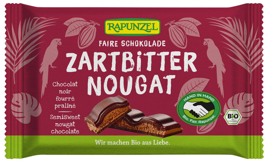 Czekolada gorzka z nadzieniem nugatowym bio 100 g