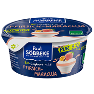 JOGURT KREMOWY BRZOSKWINIA - MARAKUJA (3,8 % TŁUSZCZU W MLEKU) BIO 150 g - SOBBEKE