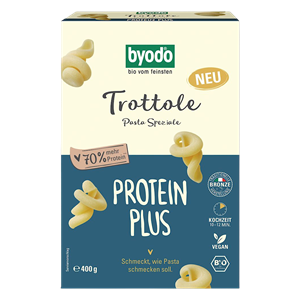 MAKARON PROTEINOWY (SEMOLINOWY Z DYNIĄ) SPIRALE TROTTOLE BIO 400 g - BYODO
