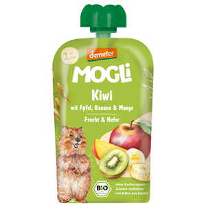 MUS JABŁKO - BANAN - KIWI - MANGO - OWIES BEZ DODATKU CUKRÓW OD 1 ROKU DEMETER BIO 100 g - MOGLI