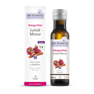 OMEGA PINK - MIESZANKA Z OLEJEM LNIANYM (MALINA, CYNAMON, KURKUMA) BIO 100 ml - BIO PLANETE