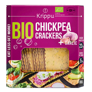 KRAKERSY PROTEINOWE Z CIECIERZYCY Z CZOSNKIEM BIO 80 g - KRIPPU