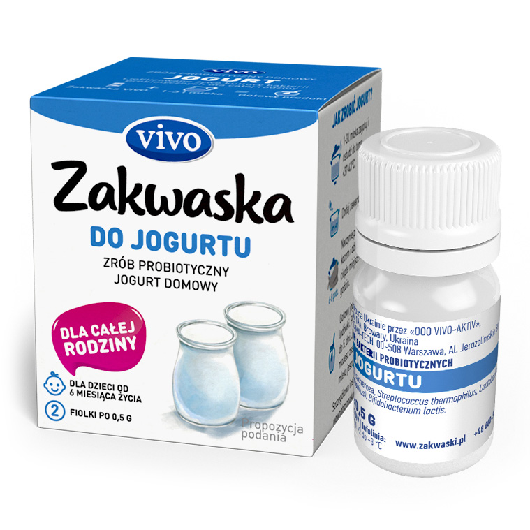Żywe kultury bakterii do jogurtu zakwaska bezglutenowe 1 g (2 fiolki)