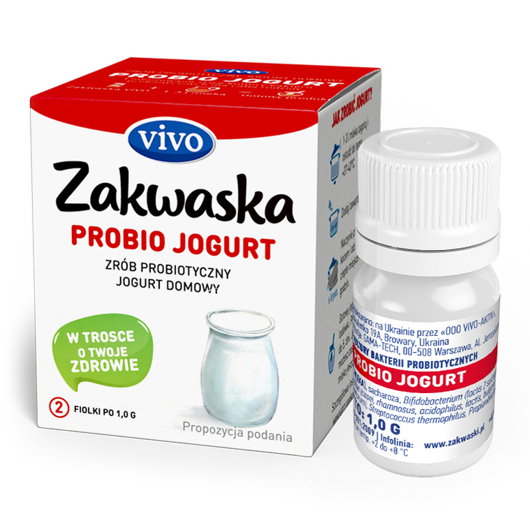 Żywe kultury bakterii do jogurtu probio zakwaska bezglutenowe 2 g (2 fiolki)
