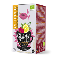 HERBATKA O SMAKU MALINOWO - CYTRYNOWYM NA PIĘKNĄ SKÓRĘ (GLOW FOR IT) BIO (15 x 2 g) 30 g - CLIPPER
