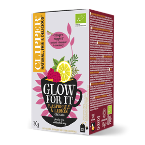 HERBATKA O SMAKU MALINOWO - CYTRYNOWYM NA PIĘKNĄ SKÓRĘ (GLOW FOR IT) BIO (15 x 2 g) 30 g - CLIPPER