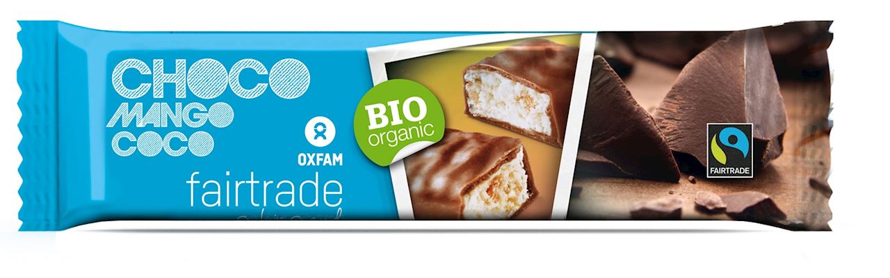 Baton z nadzieniem kokos - mango w polewie z czekolady mlecznej fair trade bio 33 g