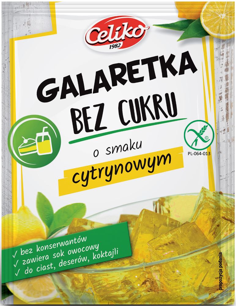 Galaretka bez cukru o smaku cytrynowym bezglutenowa 14 g