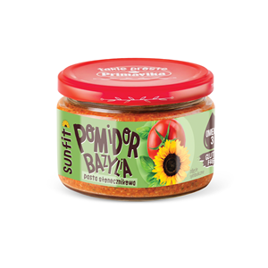 PASTA SŁONECZNIKOWA Z POMIDORAMI I BAZYLIĄ BEZGLUTENOWA 180 g - PRIMAVIKA