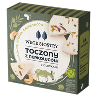 WEGAŃSKA ALTERNATYWA SERA Z ORZECHÓW NERKOWCA Z OLIWKAMI BEZGLUTENOWA 140 g - WEGE SIOSTRY
