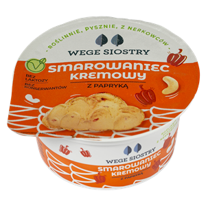 WEGAŃSKA ALTERNATYWA SERKA TWAROGOWEGO Z ORZECHÓW NERKOWCA Z PAPRYKĄ BEZGLUTENOWA 130 g - WEGE SIOSTRY