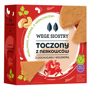 WEGAŃSKA ALTERNATYWA SERA Z ORZECHÓW NERKOWCA Z PAPRYKĄ GOCHUGARU I KOLENDRĄ BEZGLUTENOWA 140 g - WEGE SIOSTRY
