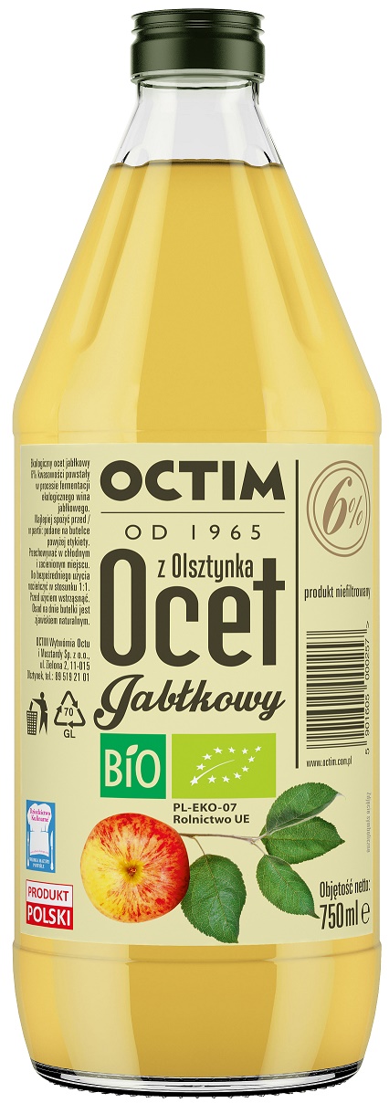 Ocet jabłkowy 6 % niefiltrowany bio 750 ml