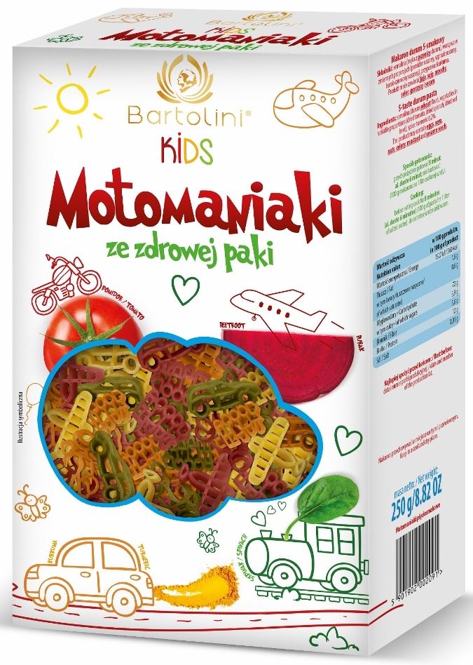 Makaron (semolinowy z suszonymi warzywami) dla dzieci motomaniaki 250 g