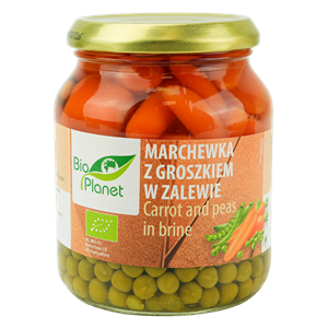 MARCHEWKA W ZALEWIE Z GROSZKIEM BIO 340 g (220 g) (SŁOIK) - BIO PLANET