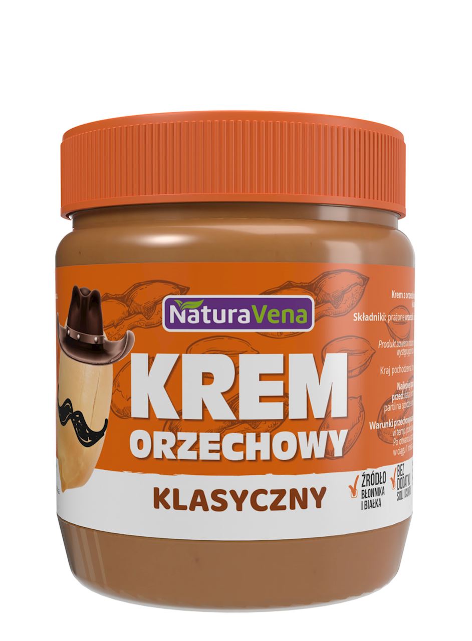 Krem orzechowy klasyczny 100 % bez dodatku soli i cukrów 340 g