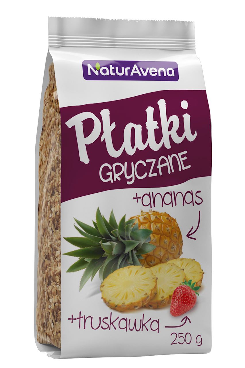 Płatki gryczane błyskawiczne z ananasem i truskawką 250 g