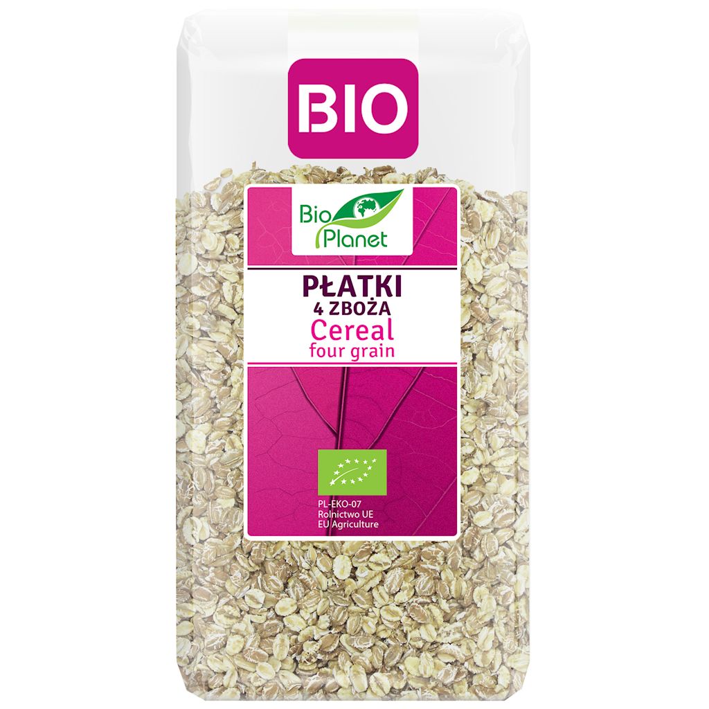 Płatki 4 zboża (orkisz, owies, jęczmień, żyto) bio 600 g
