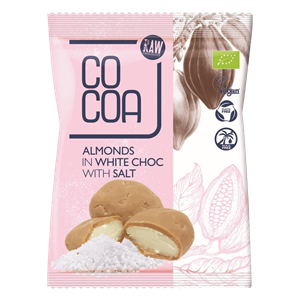 MIGDAŁY W BIAŁEJ POLEWIE Z SOLĄ BIO 70 g - COCOA