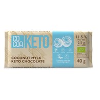 CZEKOLADA KOKOSOWA Z OLEJEM MCT BEZ DODATKU CUKRÓW BEZGLUTENOWA KETO BIO 40 g - COCOA