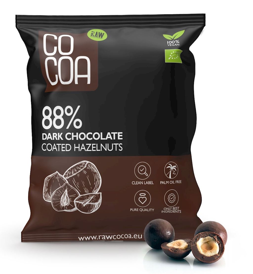Orzechy laskowe w czekoladzie ciemnej 88 % bio 70 g