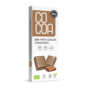 TABLICZKA Z CYNAMONEM CEJLOŃSKIM 60 % MNIEJ CUKRU BIO 40 g - COCOA