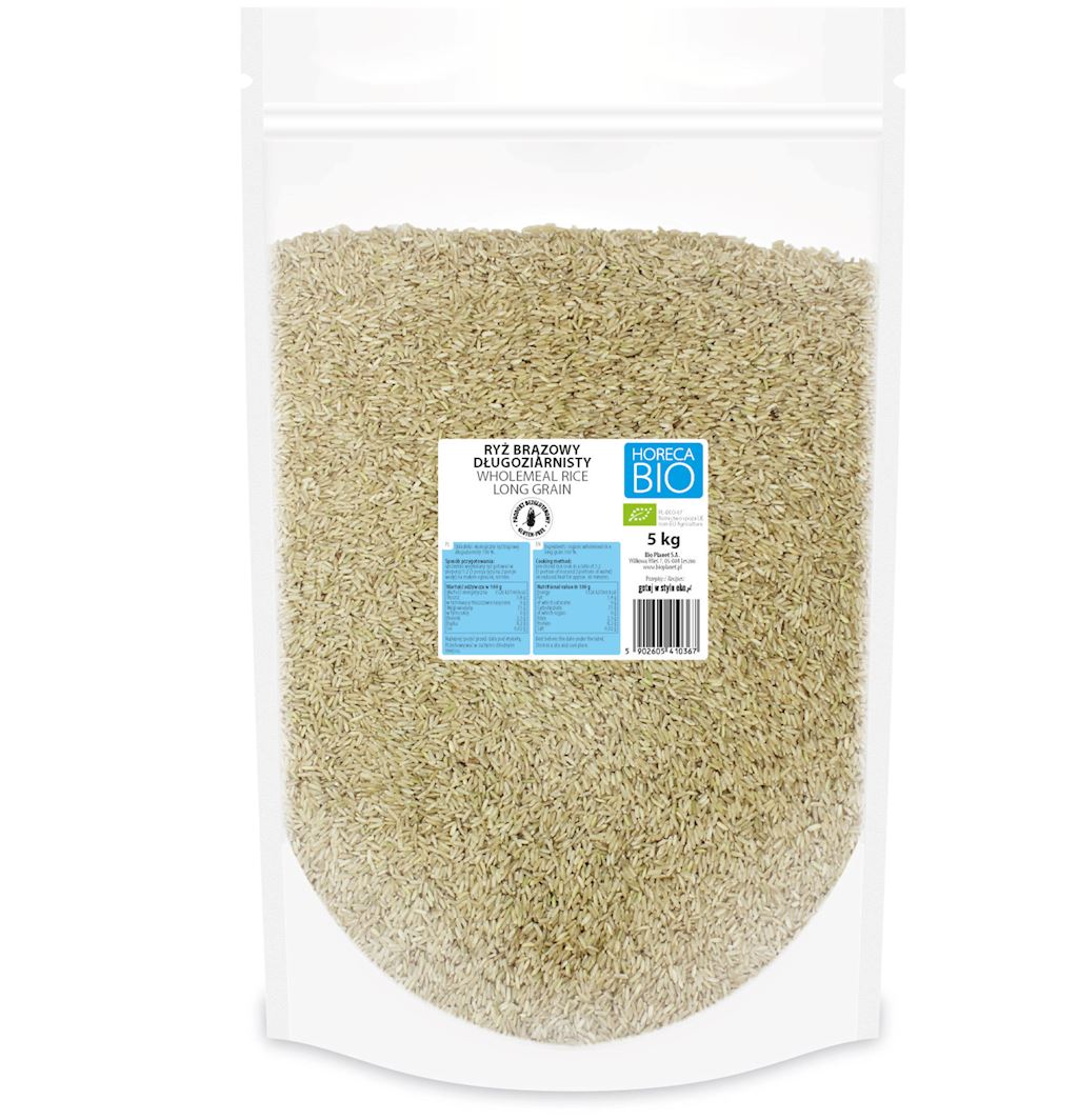 Ryż brązowy długoziarnisty bezglutenowy bio 5 kg