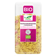 PŁATKI KUKURYDZIANE Z TRUSKAWKAMI BEZ DODATKU CUKRÓW BIO 250 g - BIO PLANET