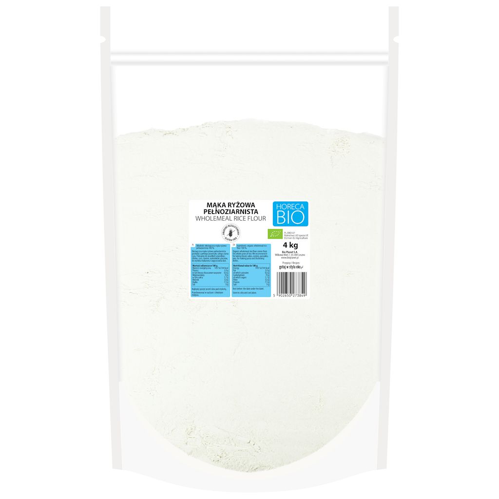 Mąka ryżowa pełnoziarnista bezglutenowa bio 4 kg