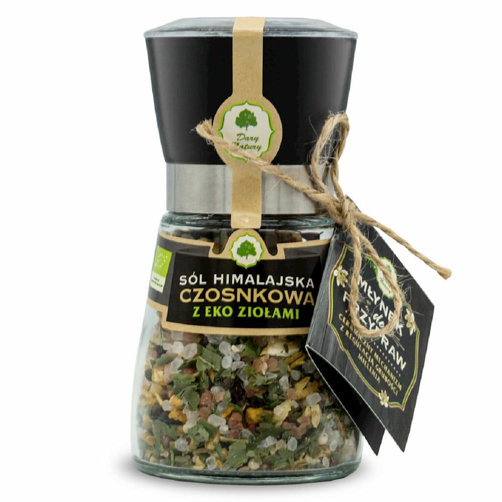 Sól himalajska w młynku z bio ziołami czosnkowa 140 g