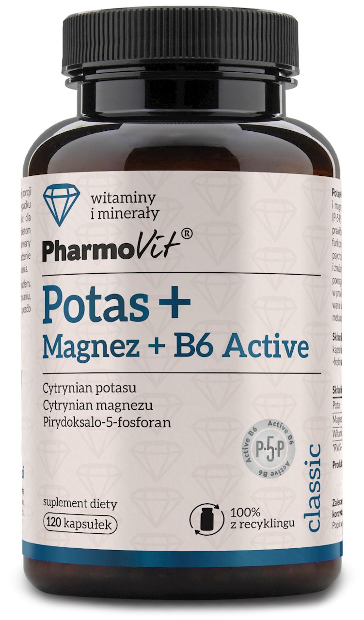 Potas + magnez + witamina b6 active bezglutenowe 120 kapsułek