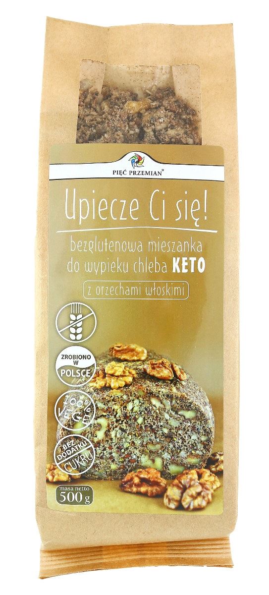Mieszanka do wypieku chleba z orzechami włoskimi bez dodatku cukrów bezglutenowa keto 500 g