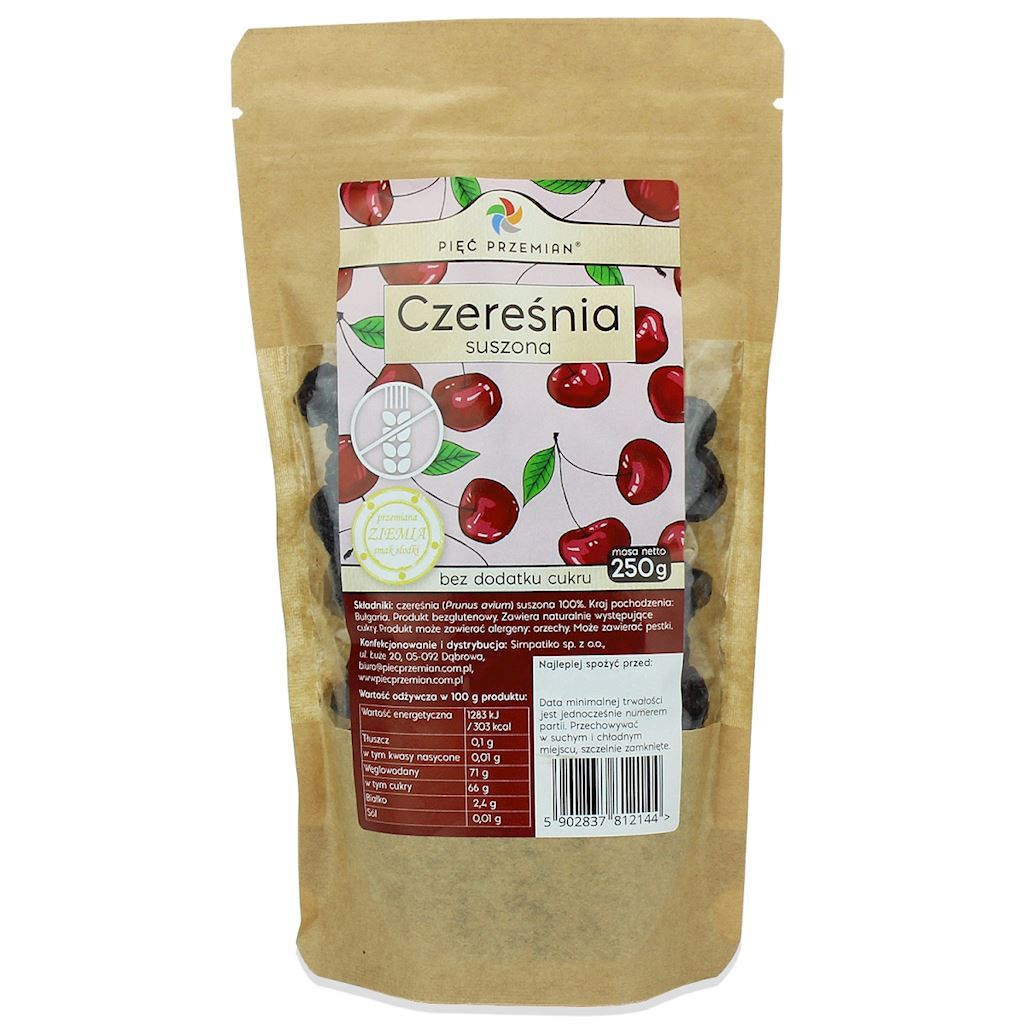 Czereśnia suszona bez dodatku cukrów bezglutenowa 250 g