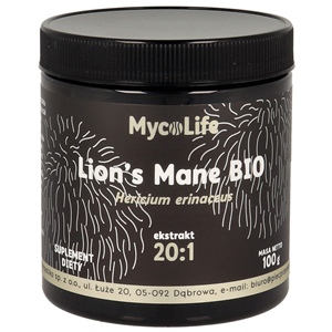 GRZYBY SOPLÓWKA JEŻOWATA (LION'S MANE) EKSTRAKT BEZGLUTENOWY BIO 100 g - PIĘĆ PRZEMIAN