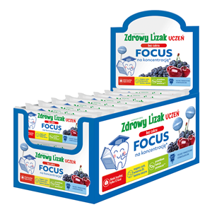 LIZAK O SMAKU WIŚNIA - JAGODA NA KONCENTRACJĘ BEZ CUKRU BEZGLUTENOWY 6 g - MNIAM MNIAM STARPHARMA (UCZEŃ FOCUS)