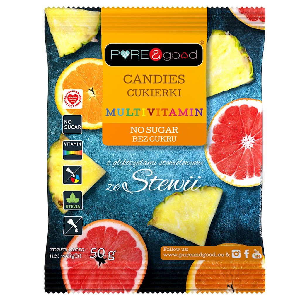 Cukierki multivitamin ze stewią bez cukru 50 g