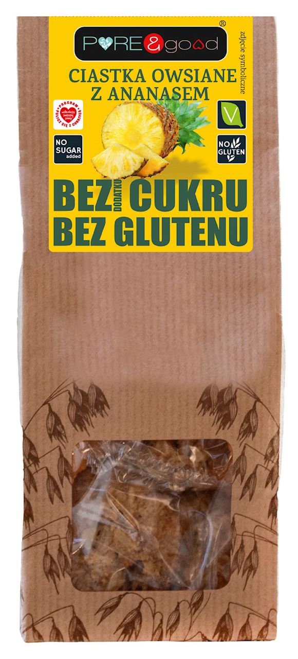 Ciastka owsiane z ananasem bez dodatku cukrów bezglutenowe 150 g