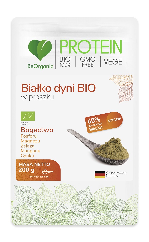 BIAŁKO DYNI W PROSZKU BEZGLUTENOWE BIO 200 g BE ORGANIC Szczegoly