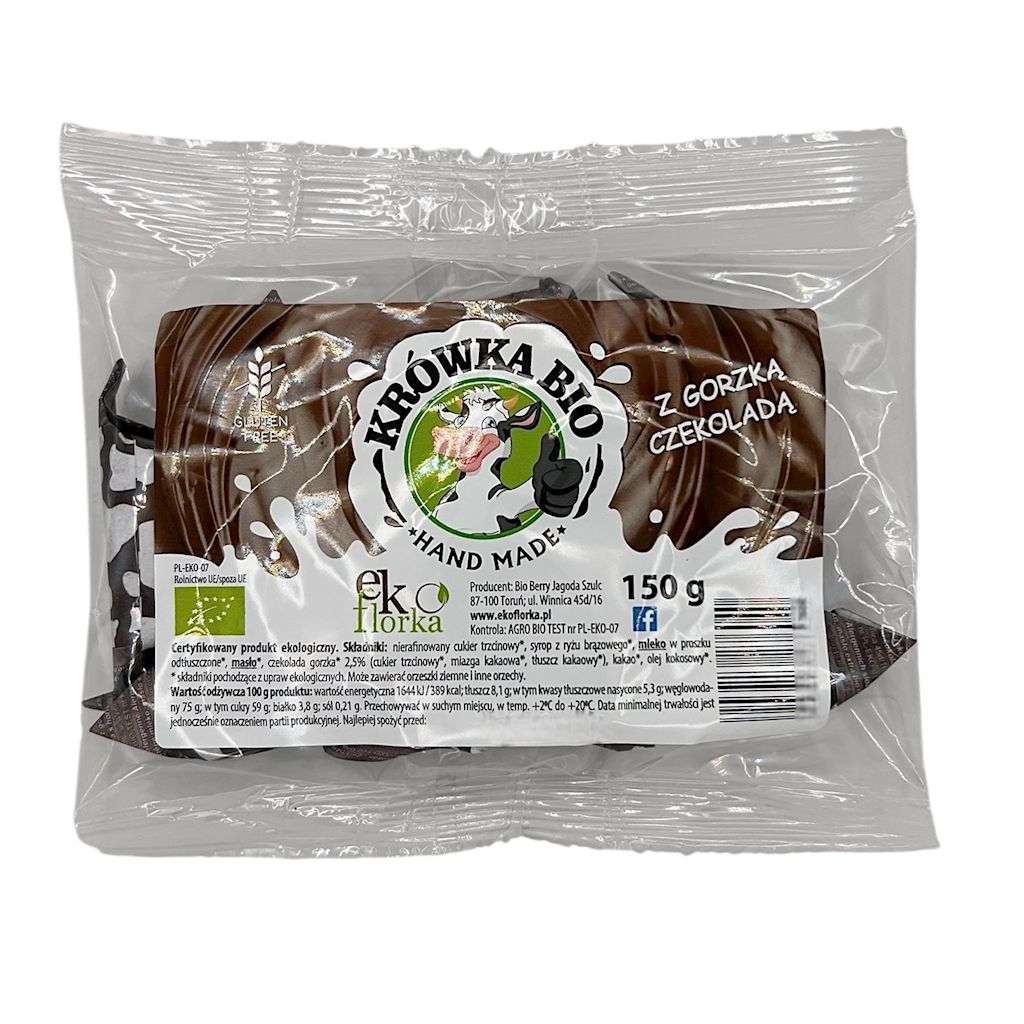 Krówki z czekoladą gorzką bezglutenowe bio 150 g
