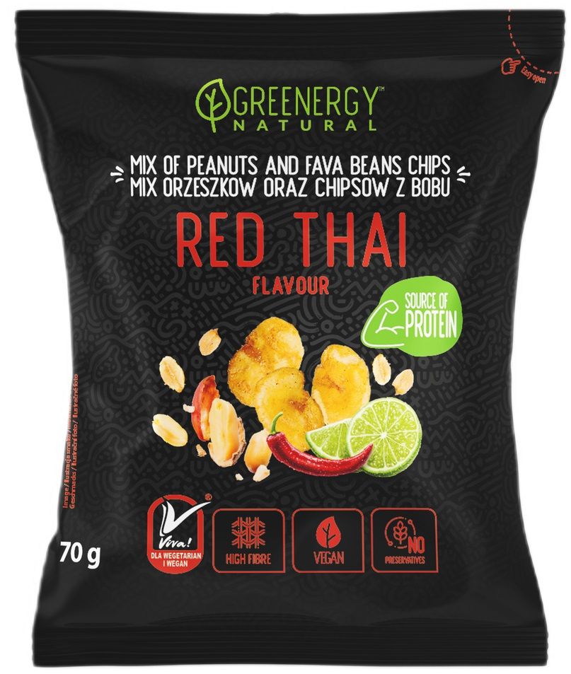 Mieszanka proteinowa orzeszków i chipsów z bobu red thai 70 g