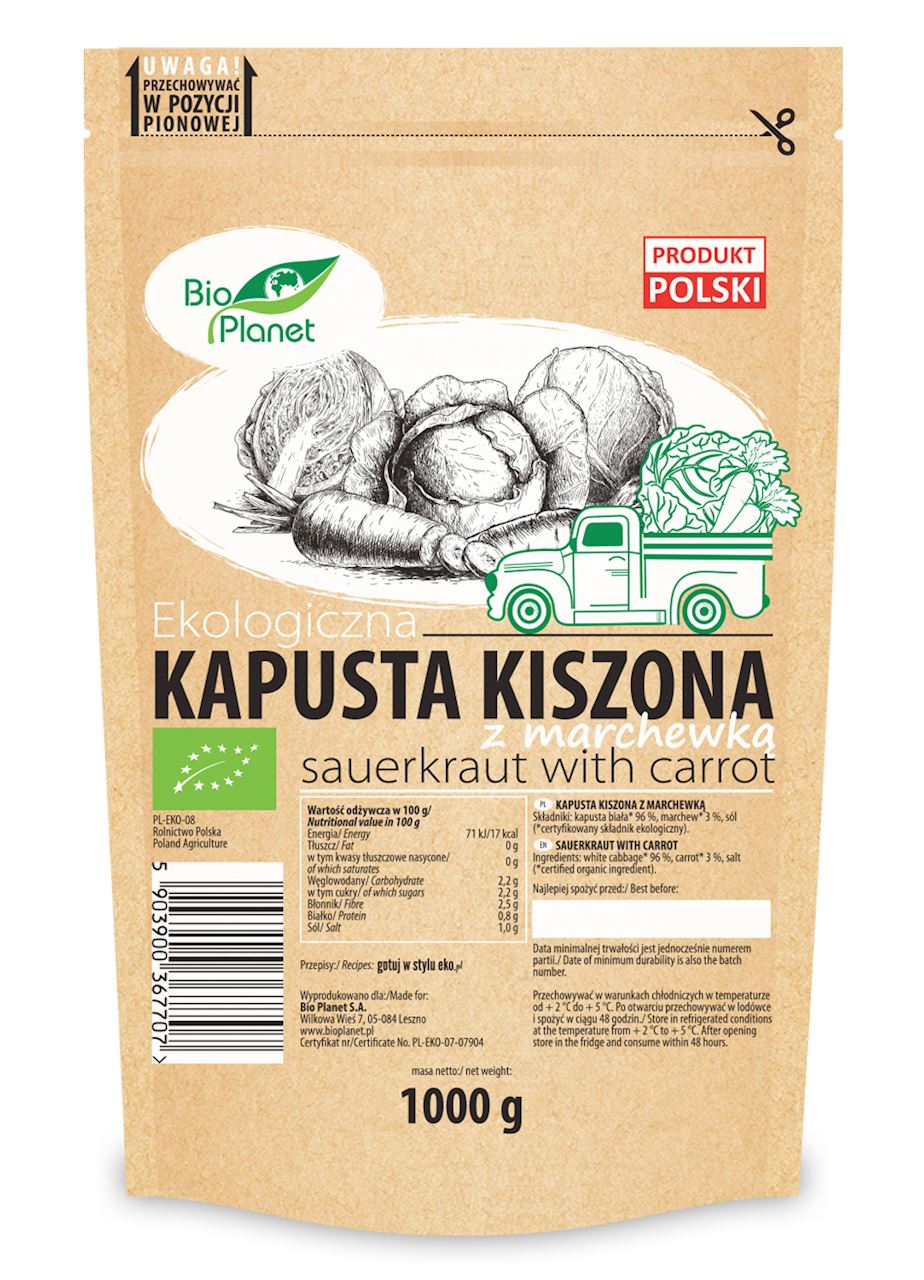 Kapusta kiszona z marchewką bio 1 kg (doypack)